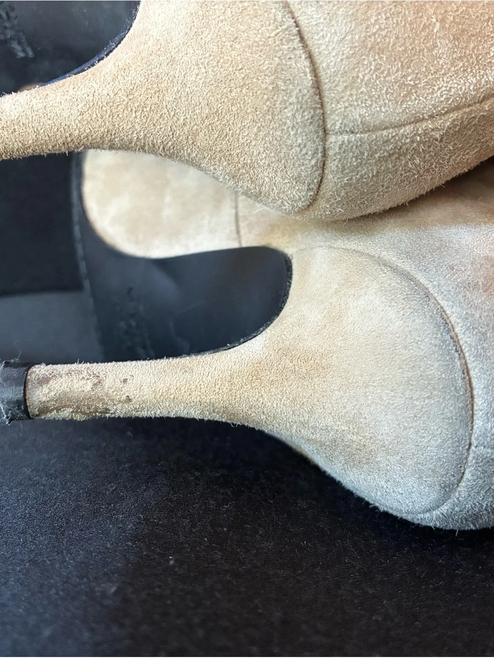 Stuart Weitzman Taupe Suede Over-the-Knee Pointed-Toe Boots